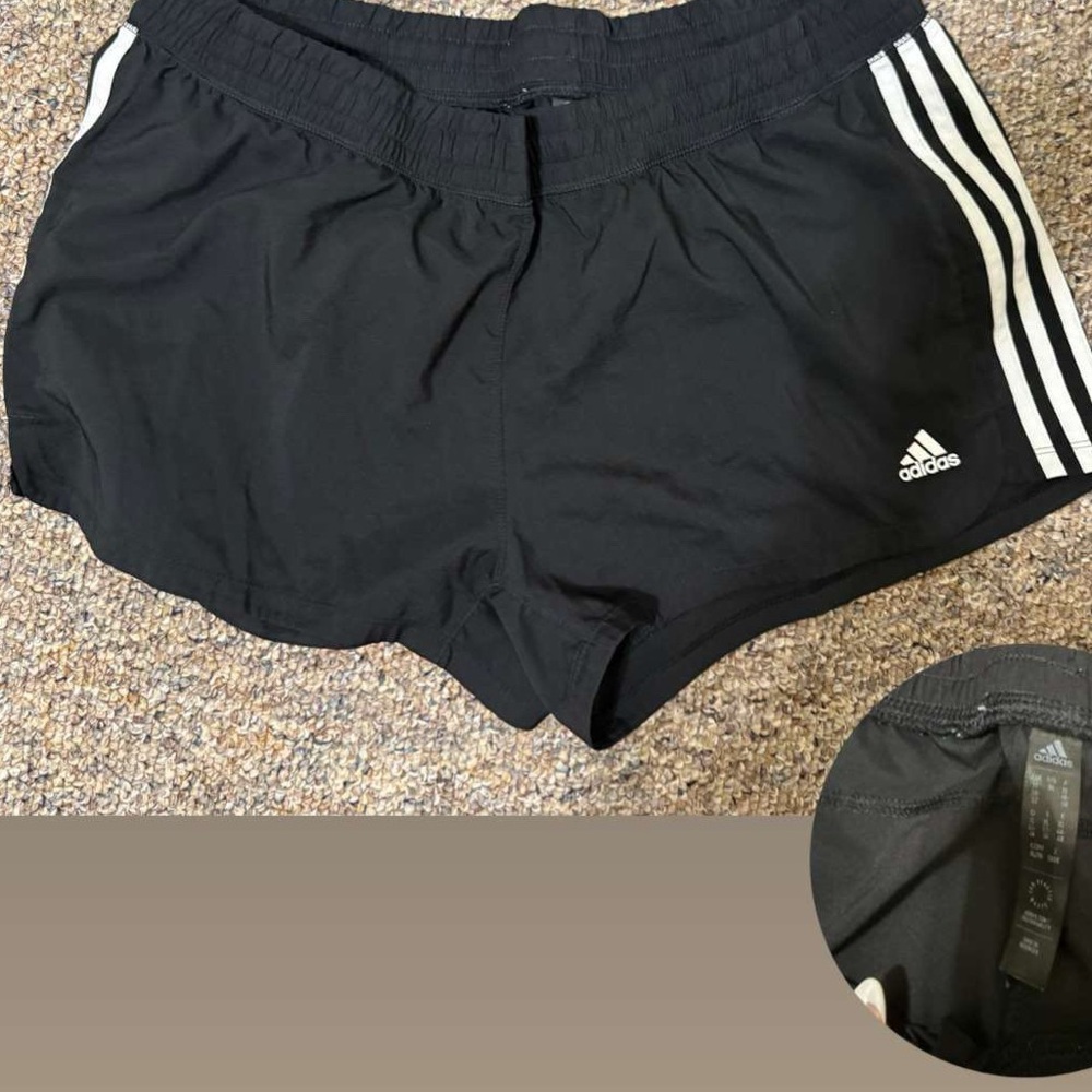 Adidas Black Shorts with White Stripes